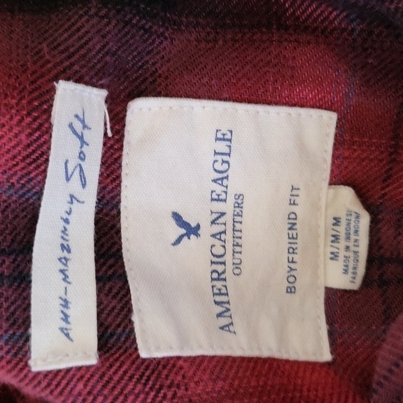 American Eagle Ahh-Mazingly Soft Boyfriend fit red plaid flannel button … - Picture 10 of 11